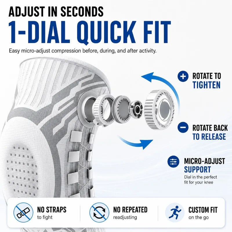 ApexMove™ Pro Smart-Knob Knee Stabilizer – Micro-Adjustable Compression Sleeve with Patella Gel Pad & Lateral Springs