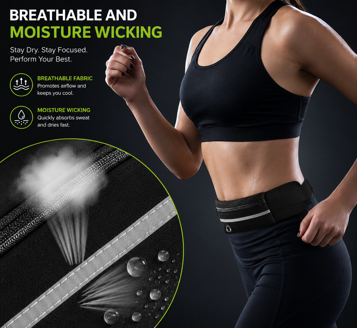 ApexMove Pro-Fit Waterproof Running Belt | Bounce-Free Slim Waist Pack