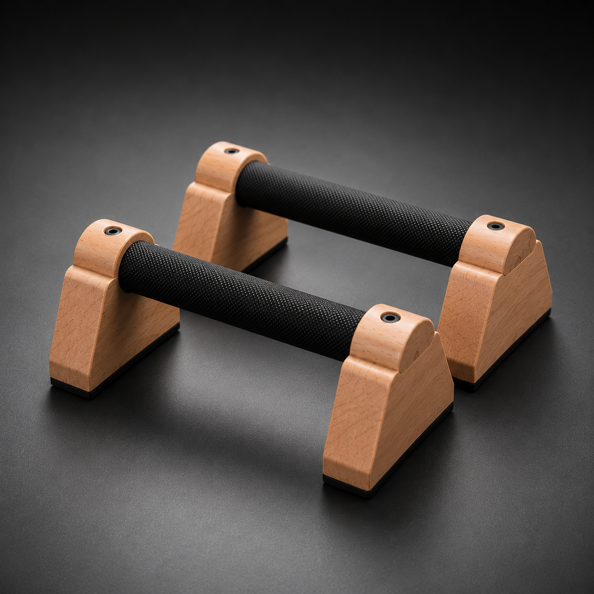 Apex Pro Natural Beechwood Calisthenics Parallettes | Non-Slip Ergonomic Push-Up Bars