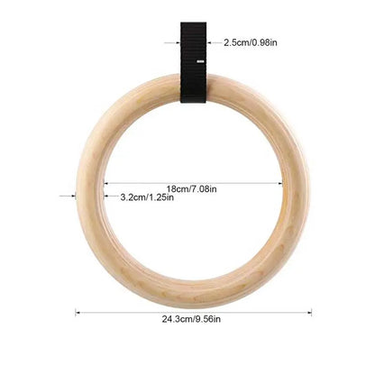 ApexMove Birch Wood Gymnastic Rings | Heavy-Duty Numbered Adjustable Straps