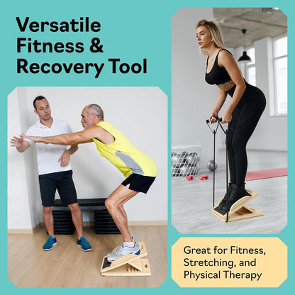 3-in-1 Wooden Slant Board & Balance Board – Knee, Calf & Mobility Trainer