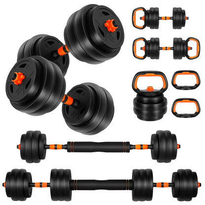Modular 4-in-1 Adjustable Weight System (66 LBS) – Convertible Dumbbell, Barbell & Kettlebell Home Strength Set
