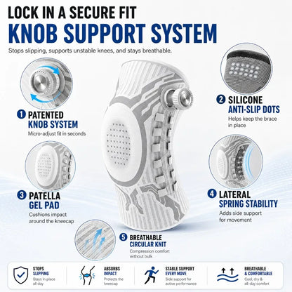 ApexMove™ Pro Smart-Knob Knee Stabilizer – Micro-Adjustable Compression Sleeve with Patella Gel Pad & Lateral Springs