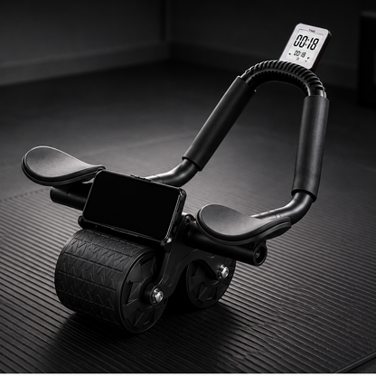 Smart Automatic Rebound Ab Roller Wheel with Ergonomic Elbow Support, Digital Timer & Knee Mat