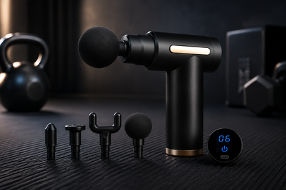 Portable Mini Deep Tissue Massage Gun (USB-C Rechargeable, 4 Interchangeable Heads)