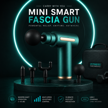 Portable Mini Deep Tissue Massage Gun (USB-C Rechargeable, 4 Interchangeable Heads)