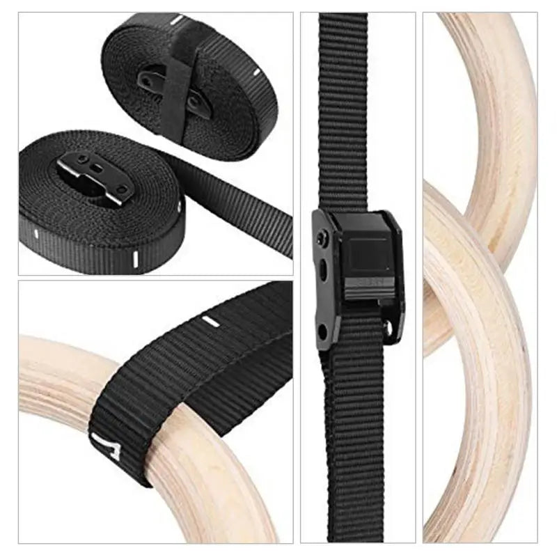 ApexMove Birch Wood Gymnastic Rings | Heavy-Duty Numbered Adjustable Straps