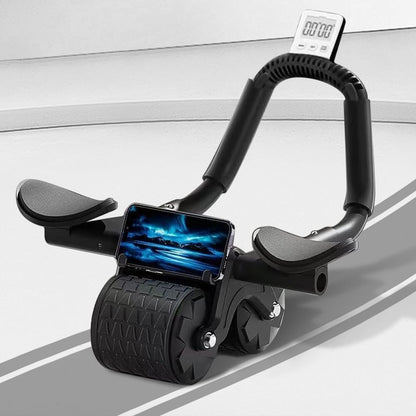 Smart Automatic Rebound Ab Roller Wheel with Ergonomic Elbow Support, Digital Timer & Knee Mat