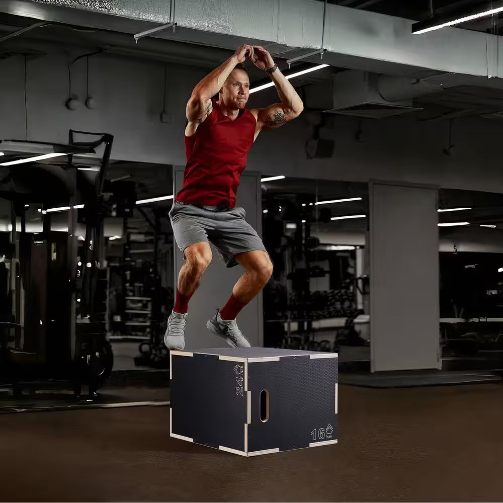 Heavy-Duty 3-in-1 Wooden Plyo Box for Jump Training & Fitness