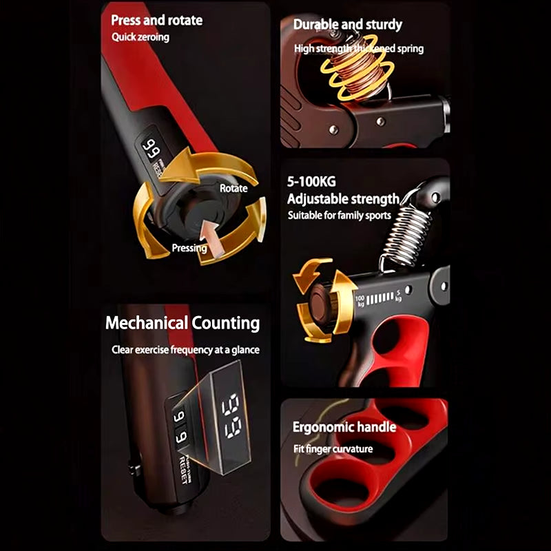 : Heavy-Duty Digital Hand Gripper – 5 to 100KG Forearm & Wrist Trainer