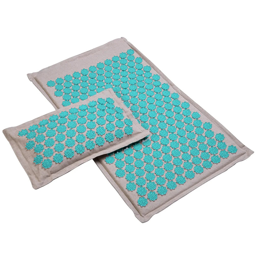 Lotus Spike Acupressure Mat Cushion Nature Linen Coconut Palm Back Neck Foot Massage Indoor Home Fitness Pillow Gym Mat Home