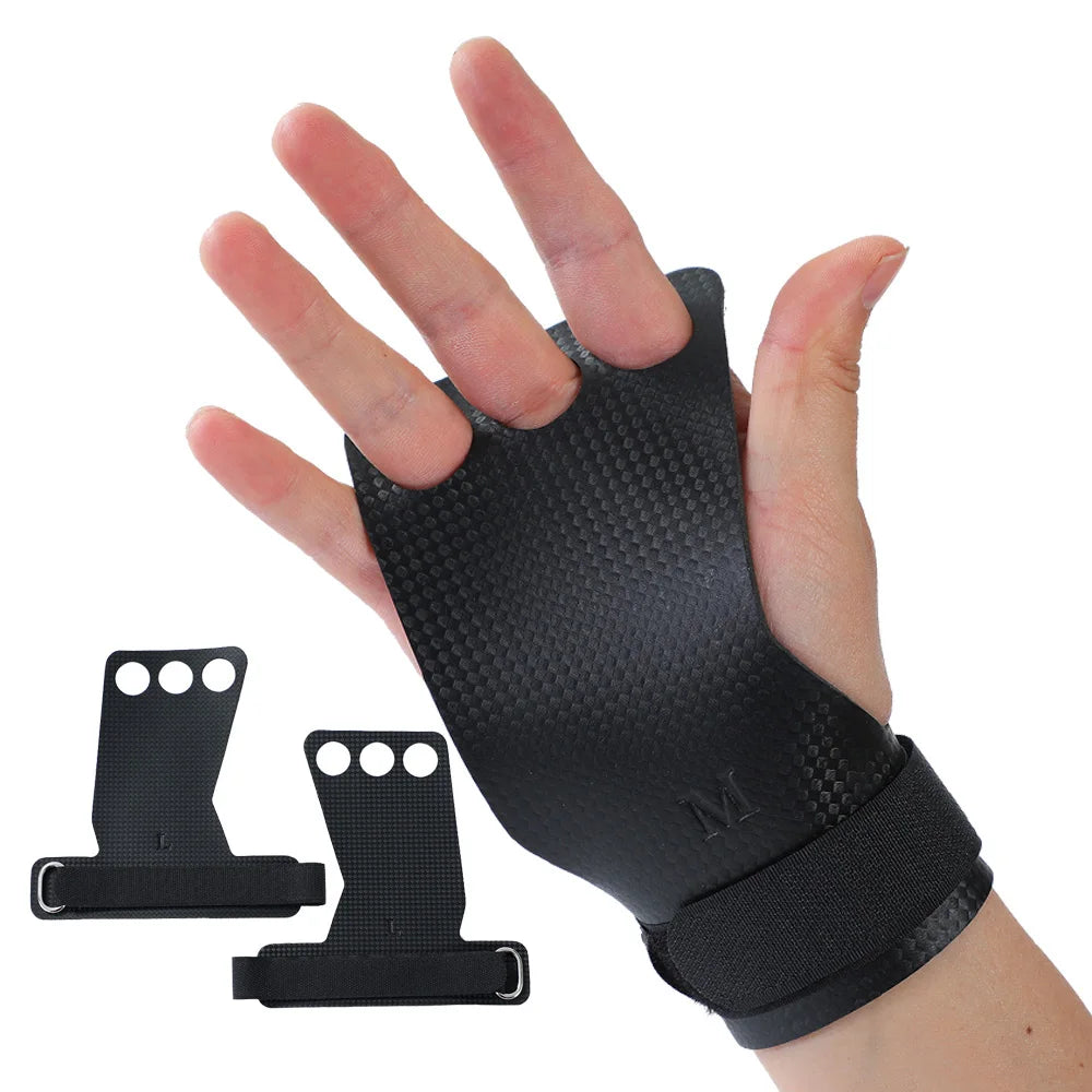 ApexMove Carbon Fiber Gymnastics Grips | Non-Slip 3-Hole Palm Protectors for Pull-Ups