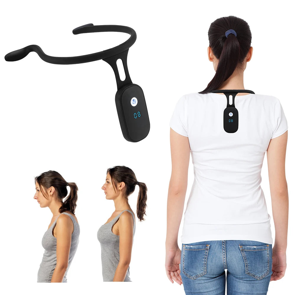 ApexMove™ PulseAlign Smart Posture Trainer – Neck-Hanging Sensor with LCD Slouch Counter & Haptic Vibration Reminder