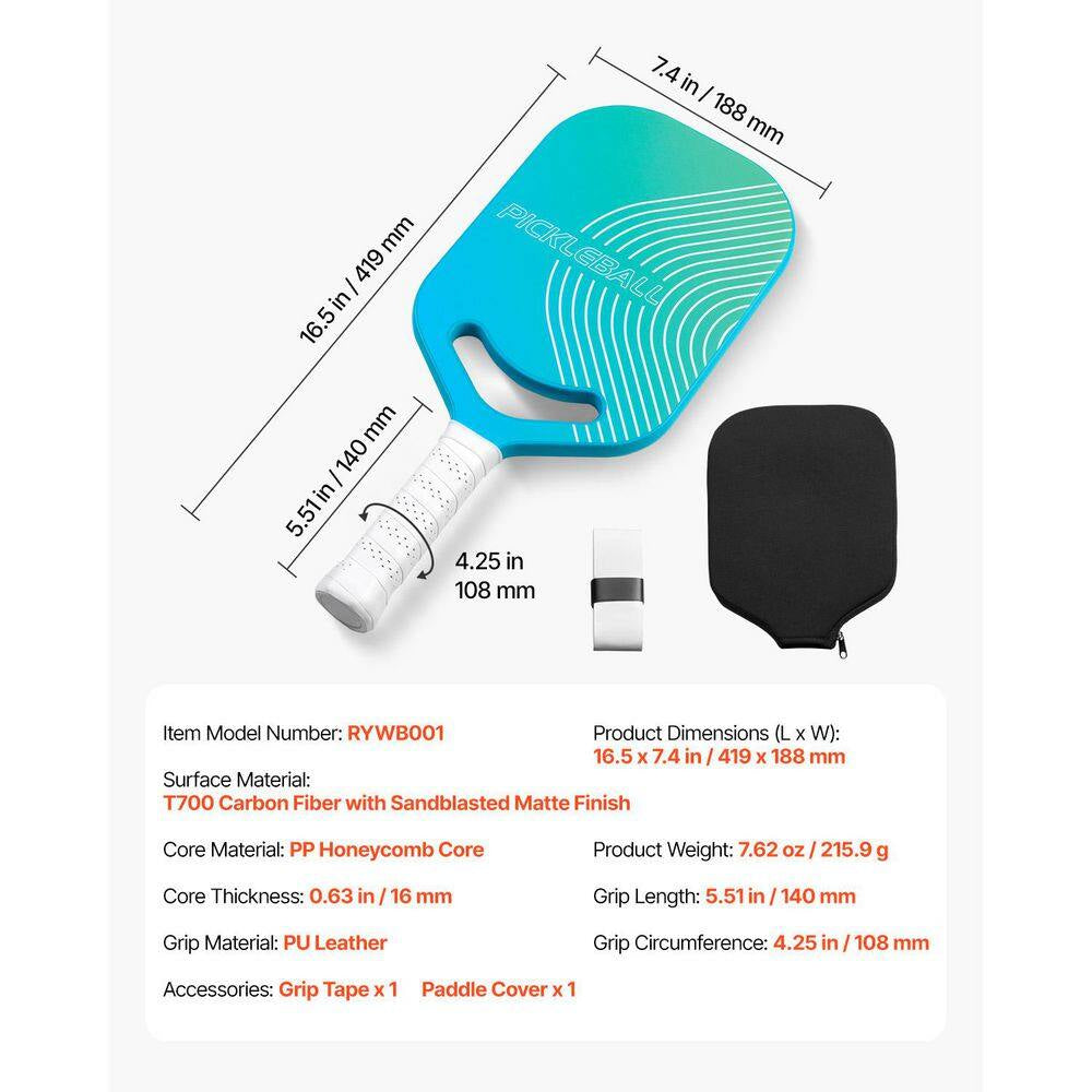 ApexMove Pro Aero T700 Raw Carbon Fiber Pickleball Paddle – Thermoformed Unibody with Aerodynamic Throat & 16mm Honeycomb Core
