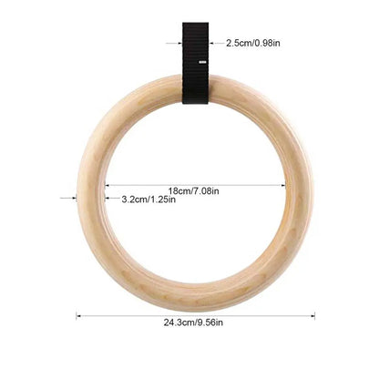 ApexMove Birch Wood Gymnastic Rings | Heavy-Duty Numbered Adjustable Straps