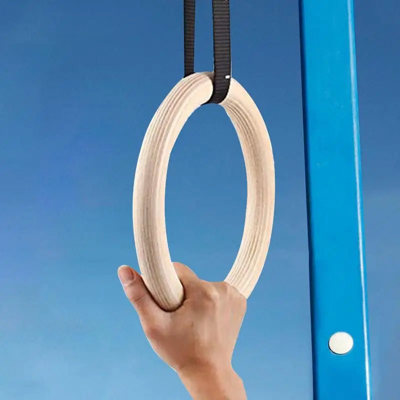 ApexMove Birch Wood Gymnastic Rings | Heavy-Duty Numbered Adjustable Straps