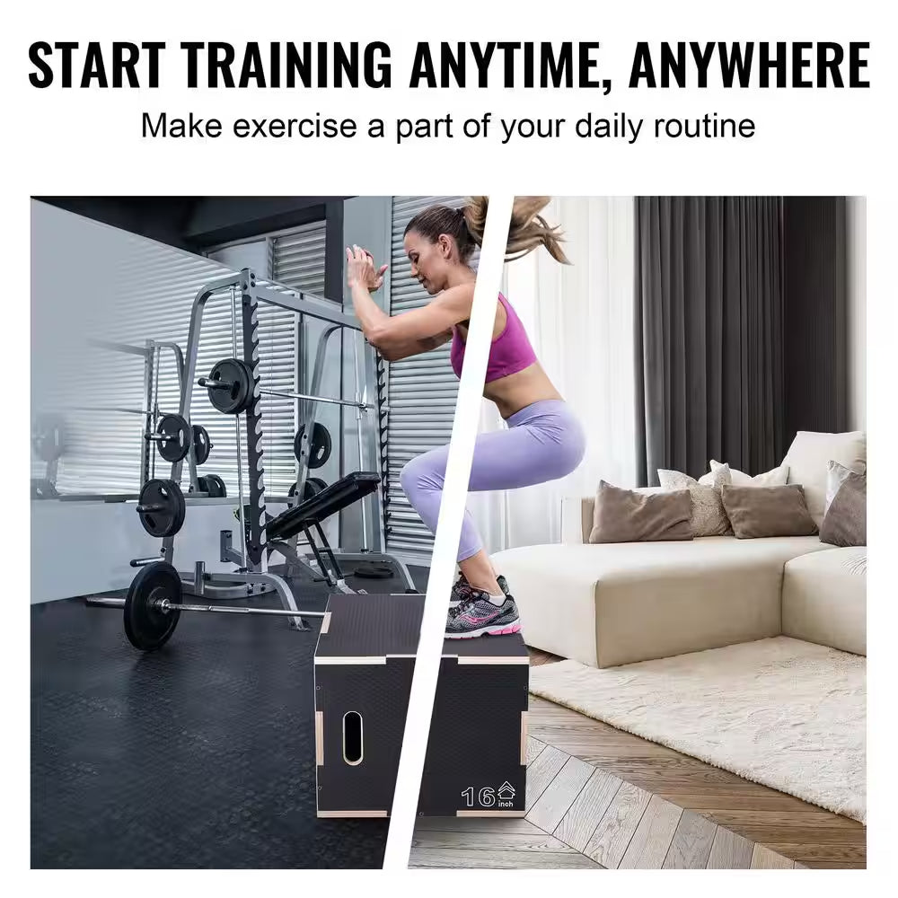 Heavy-Duty 3-in-1 Wooden Plyo Box for Jump Training & Fitness