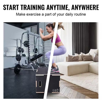Heavy-Duty 3-in-1 Wooden Plyo Box for Jump Training & Fitness