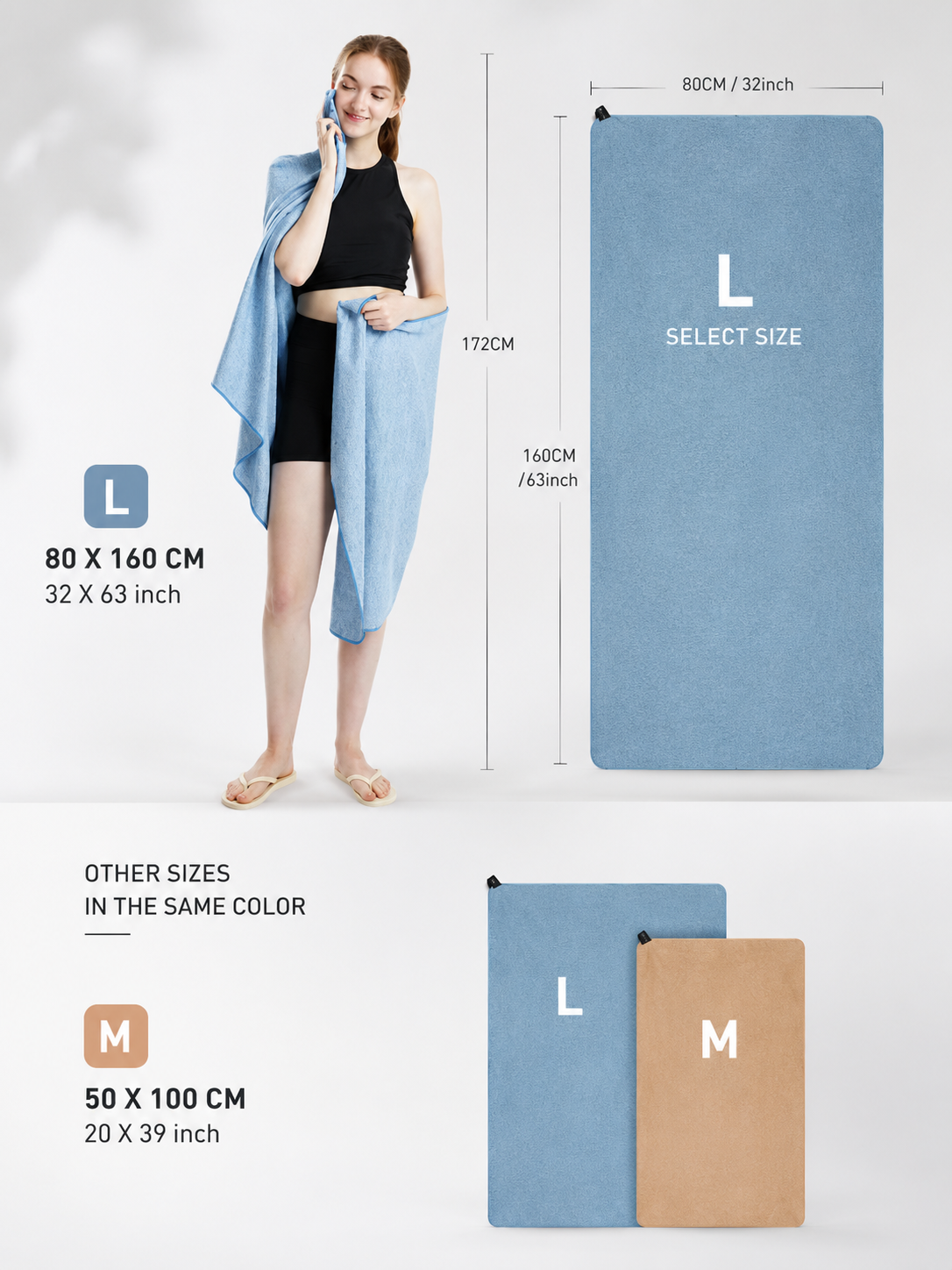 ApexMove Silver Ion Anti-Odor Microfiber Gym Towel | Quick-Dry Workout Towel
