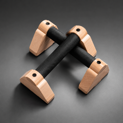Apex Pro Natural Beechwood Calisthenics Parallettes | Non-Slip Ergonomic Push-Up Bars