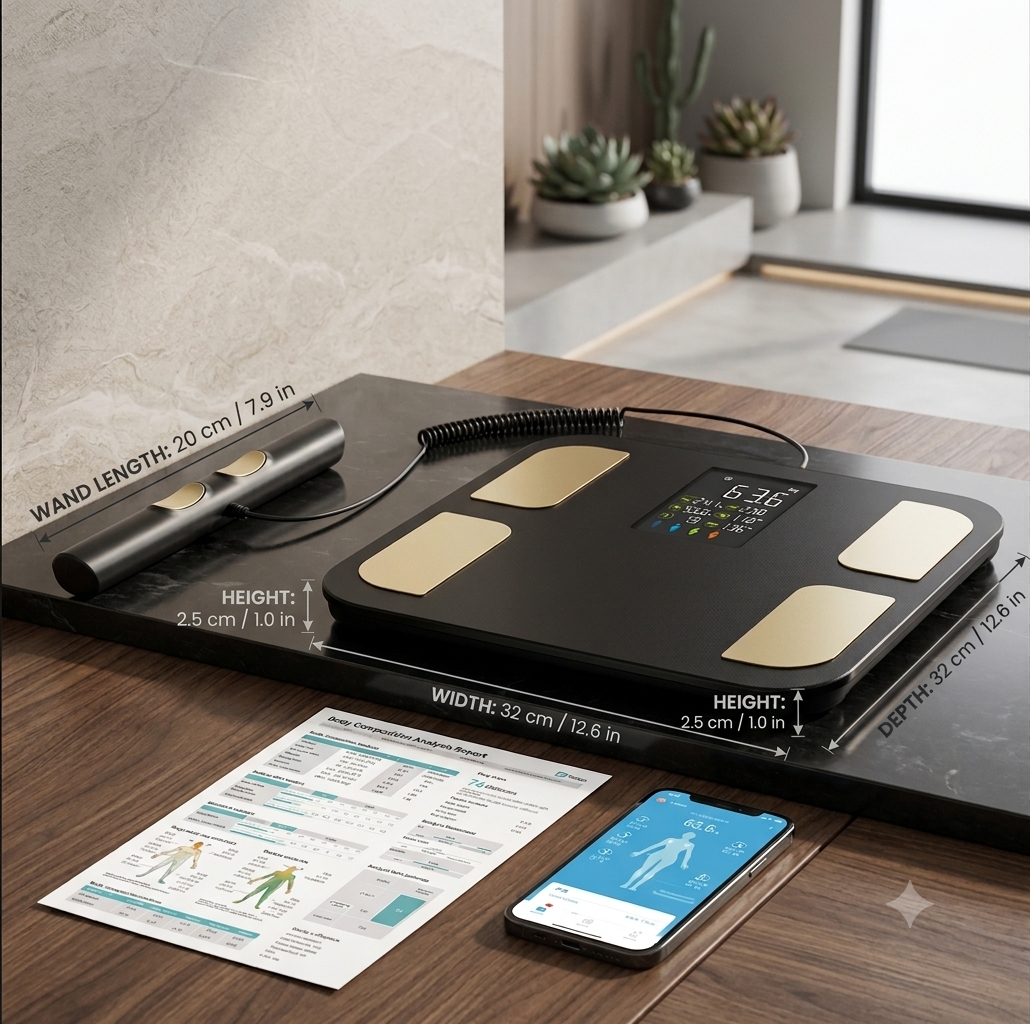 ApexMove Smart Body Composition Scale with Handle - 8-Electrode BIA Body Fat Scale with Color LCD Display & 20 Metric Tracking App