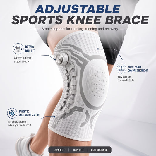 ApexMove™ Pro Smart-Knob Knee Stabilizer – Micro-Adjustable Compression Sleeve with Patella Gel Pad & Lateral Springs