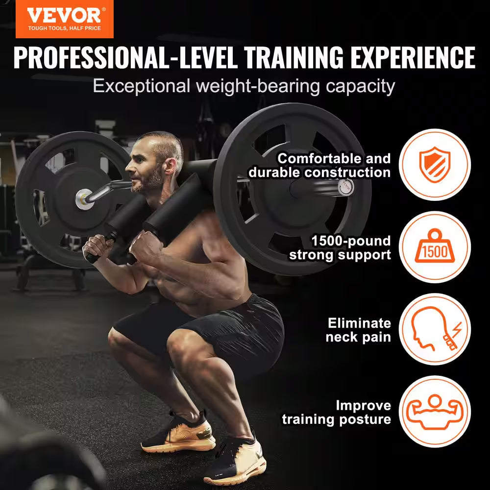 Apex Pro 1500 LBS Heavy-Duty Safety Squat Barbell | Ergonomic Shoulder & Arm Padding