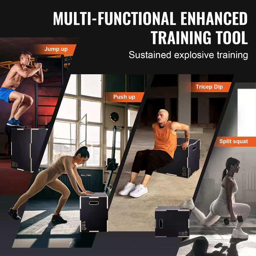 Heavy-Duty 3-in-1 Wooden Plyo Box for Jump Training & Fitness