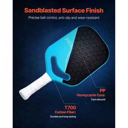 ApexMove Pro Aero T700 Raw Carbon Fiber Pickleball Paddle – Thermoformed Unibody with Aerodynamic Throat & 16mm Honeycomb Core