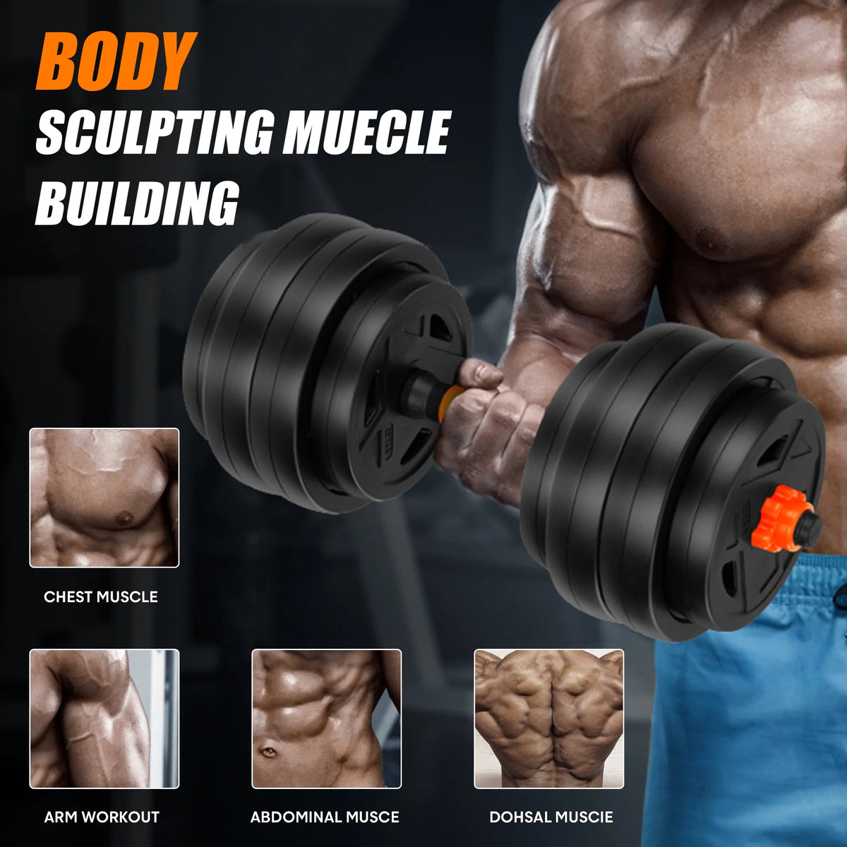 Modular 4-in-1 Adjustable Weight System (66 LBS) – Convertible Dumbbell, Barbell & Kettlebell Home Strength Set