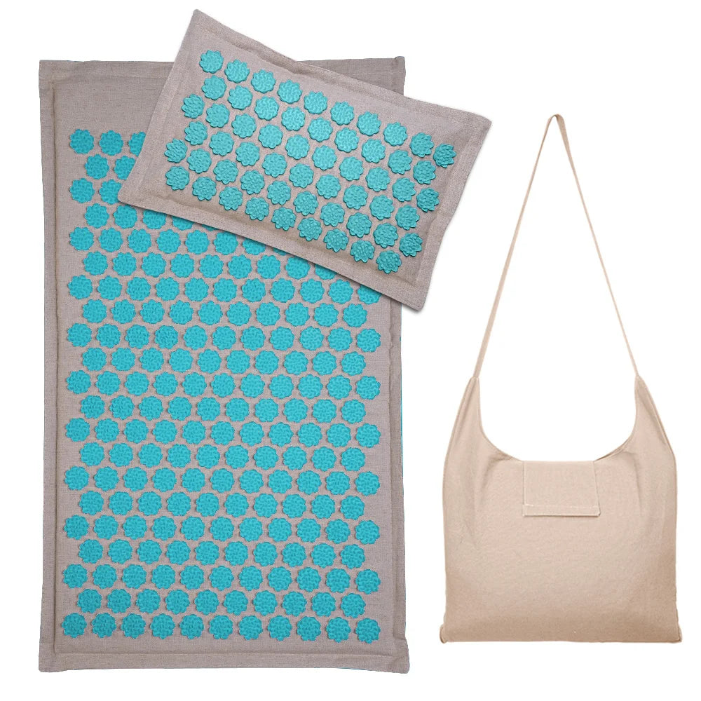 Lotus Spike Acupressure Mat Cushion Nature Linen Coconut Palm Back Neck Foot Massage Indoor Home Fitness Pillow Gym Mat Home