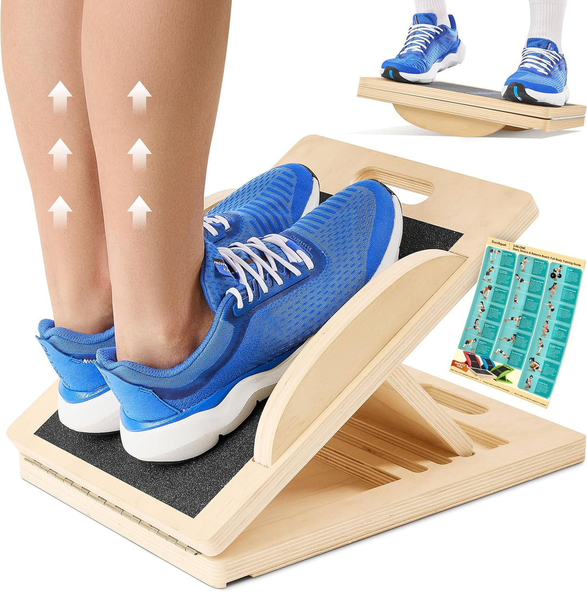 3-in-1 Wooden Slant Board & Balance Board – Knee, Calf & Mobility Trainer