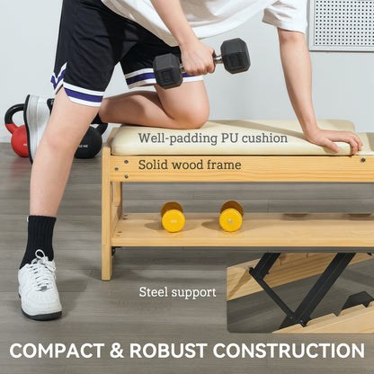 ApexMove Modern Wooden Adjustable Weight Bench – Premium Incline & Flat Strength Bench with Integrated Dumbbell Rack