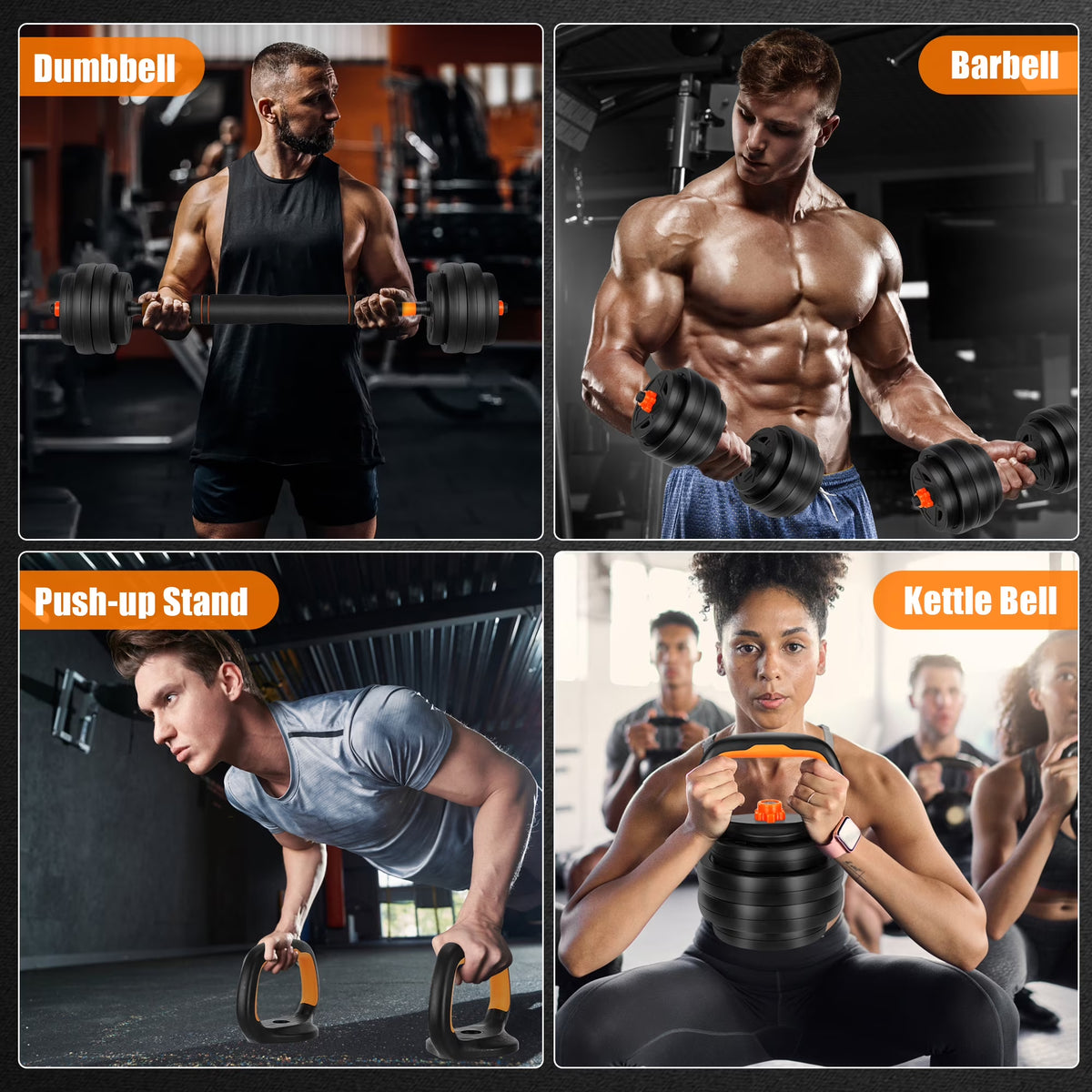 Modular 4-in-1 Adjustable Weight System (66 LBS) – Convertible Dumbbell, Barbell & Kettlebell Home Strength Set