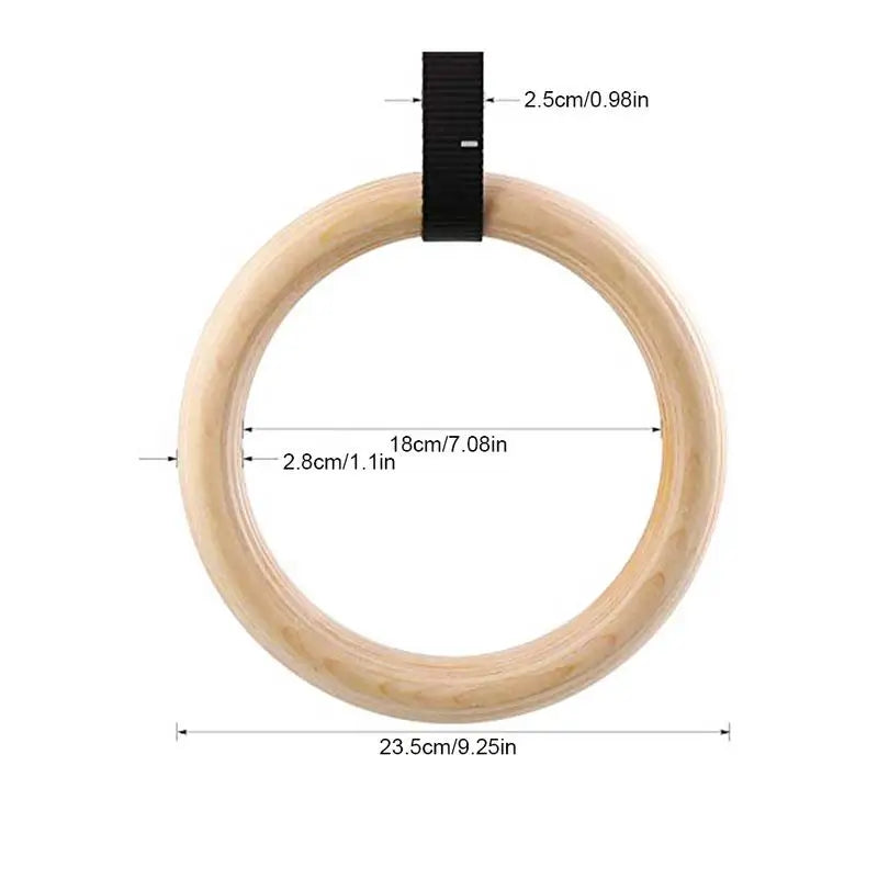 ApexMove Birch Wood Gymnastic Rings | Heavy-Duty Numbered Adjustable Straps