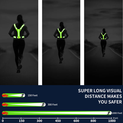 ApexMove LED Reflective Vest Running Gear – USB Rechargeable Light Up Running Lights for Joggers & Cyclists, 360° High Visibility Belt with 3 Light Modes, Ultra-Lightweight (120g) & Adjustable Fit